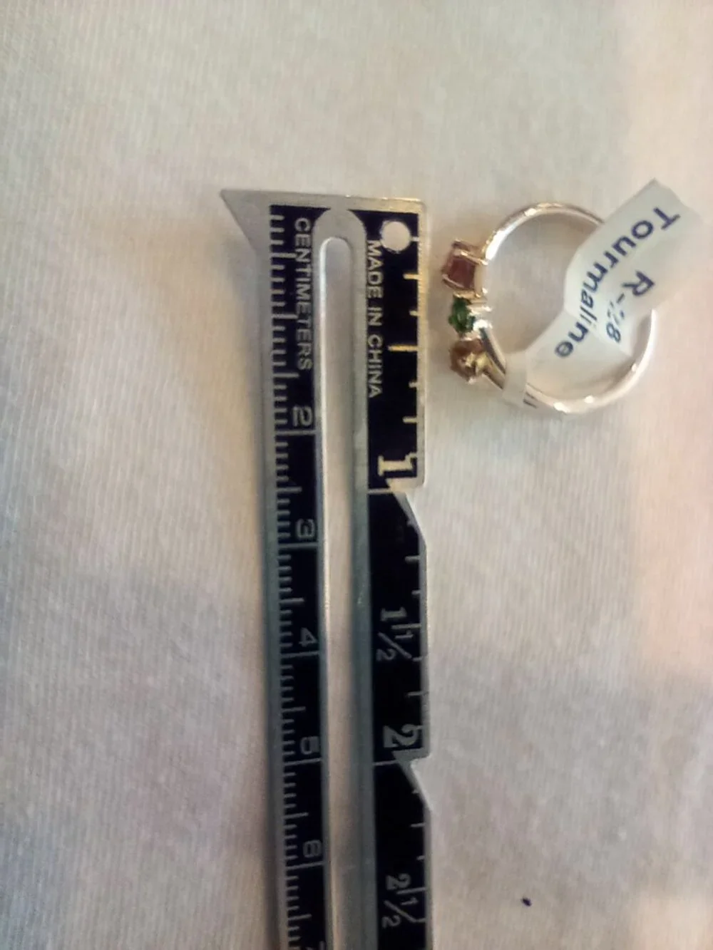 Tricolor tourmaline ring, .925 silver band, size 7 - Picture 4 of 7